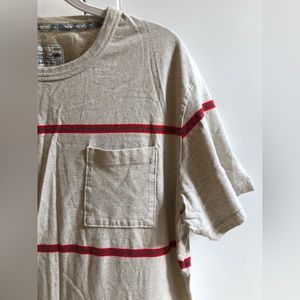 Vans Cream and Red Striped TShirt